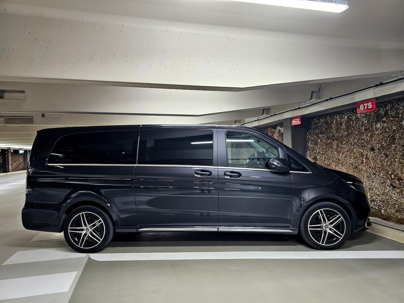 Private Salzburg city tour with Austria Guide Eugene and his premium Mercedes-Benz V-Class minivan parked at Mönchsberg Garage.
