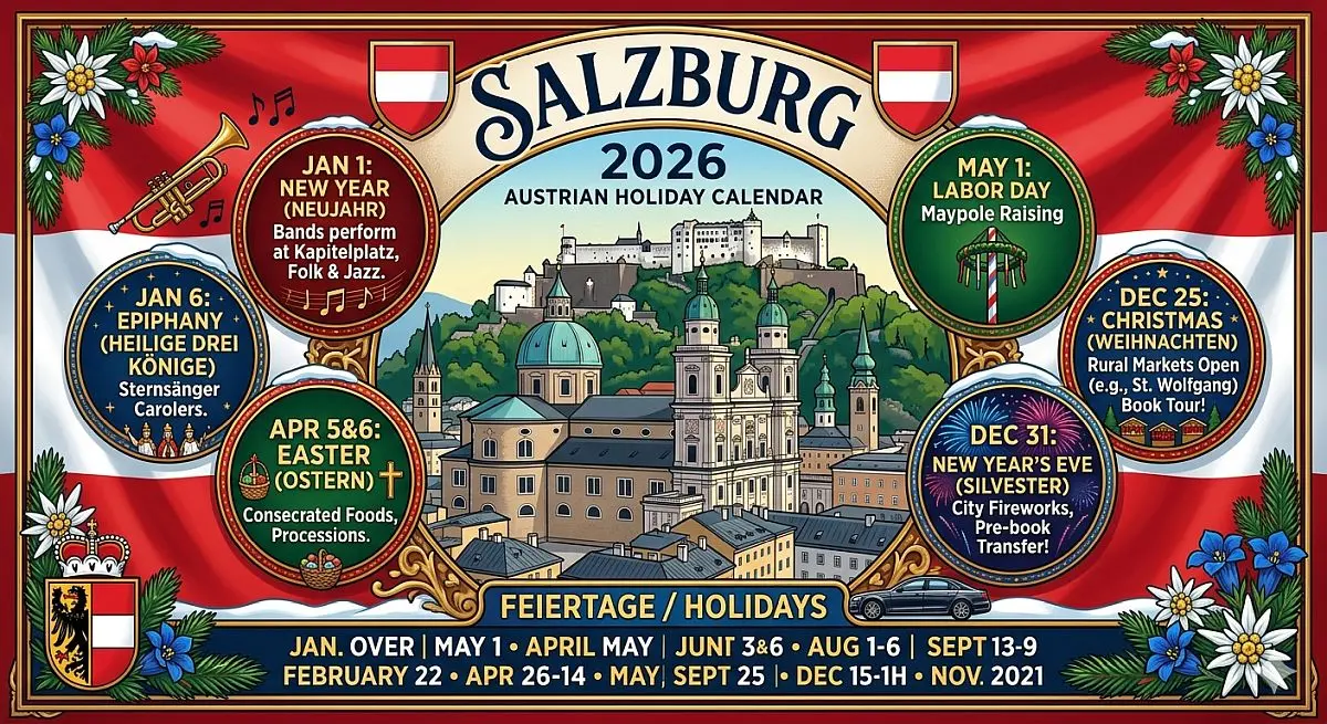 Private Mercedes V-Class tour guide in Salzburg and Hallstatt during Austria public holidays