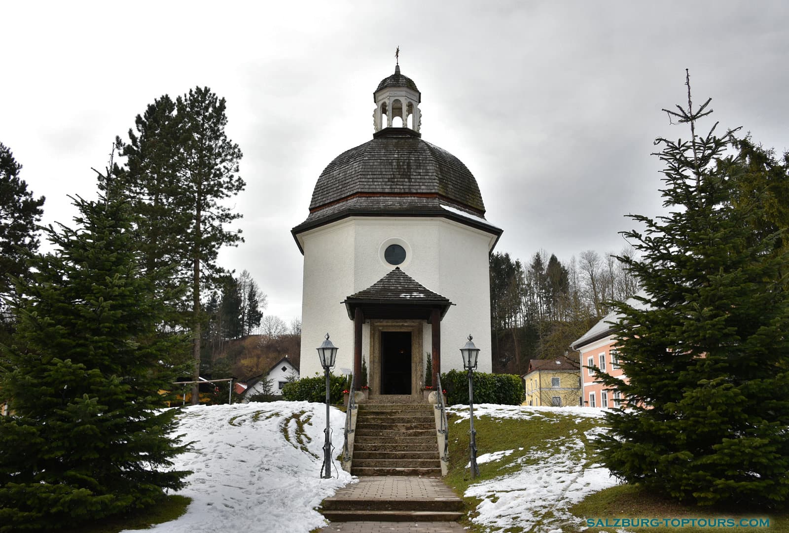Silent Night Chapel (Stille-Nacht-Kapelle) in Oberndorf near Salzburg, Austria, built on the site where the world-famous Christmas carol "Silent Night, Holy Night" was first performed in 1818